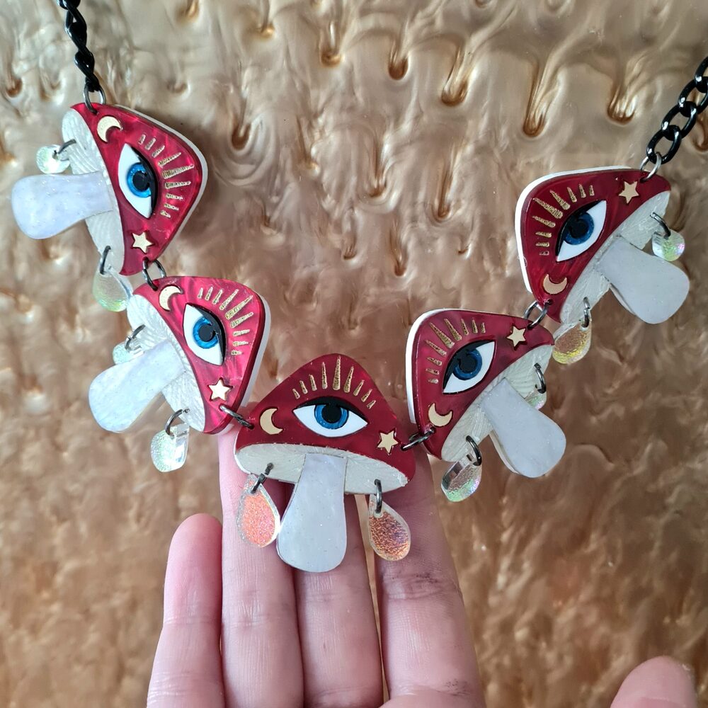 Magic Mushroom Statement Charm Necklace 5