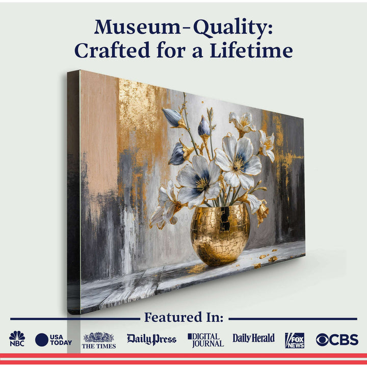 Magnolia Bloom in Gold Abstract Wall Art