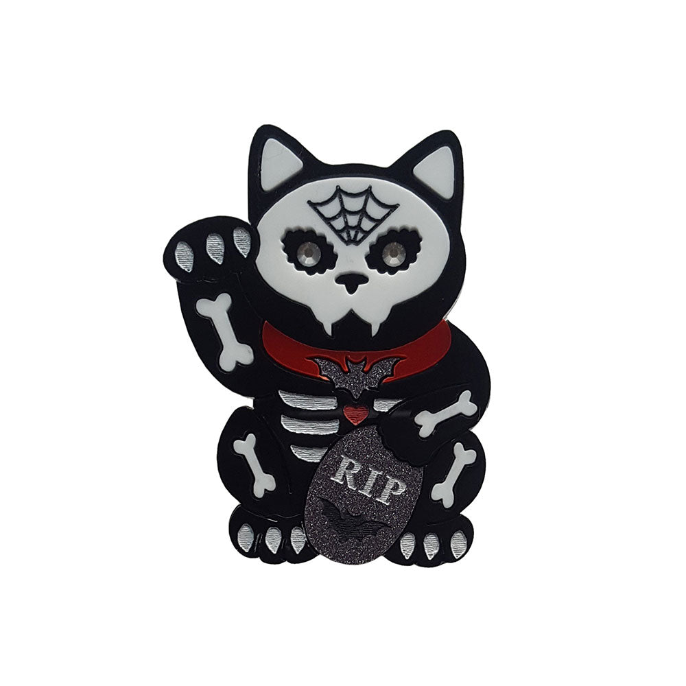 Maneki Mortality Brooch by Cherryloco Jewellery 1