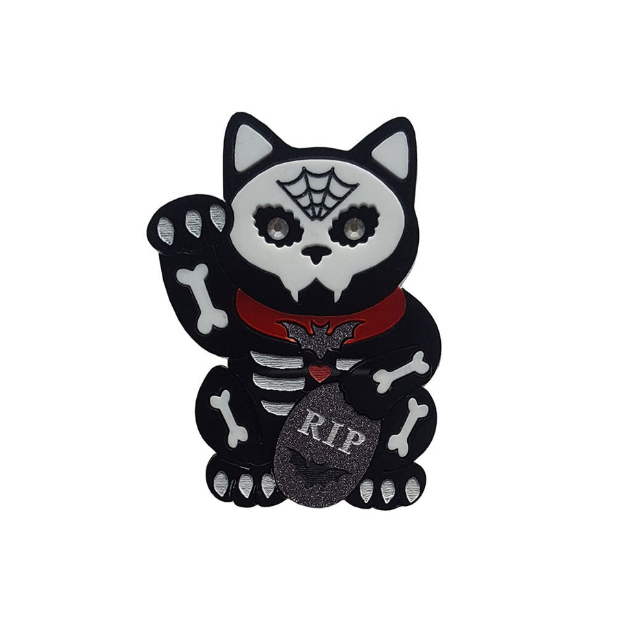 Maneki Mortality Brooch by Cherryloco Jewellery 1