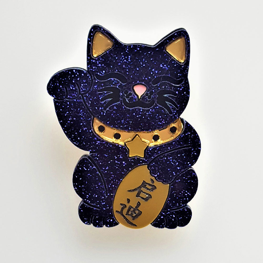 Maneki Neko Enlightenment Cat Brooch by Cherryloco Jewellery 2