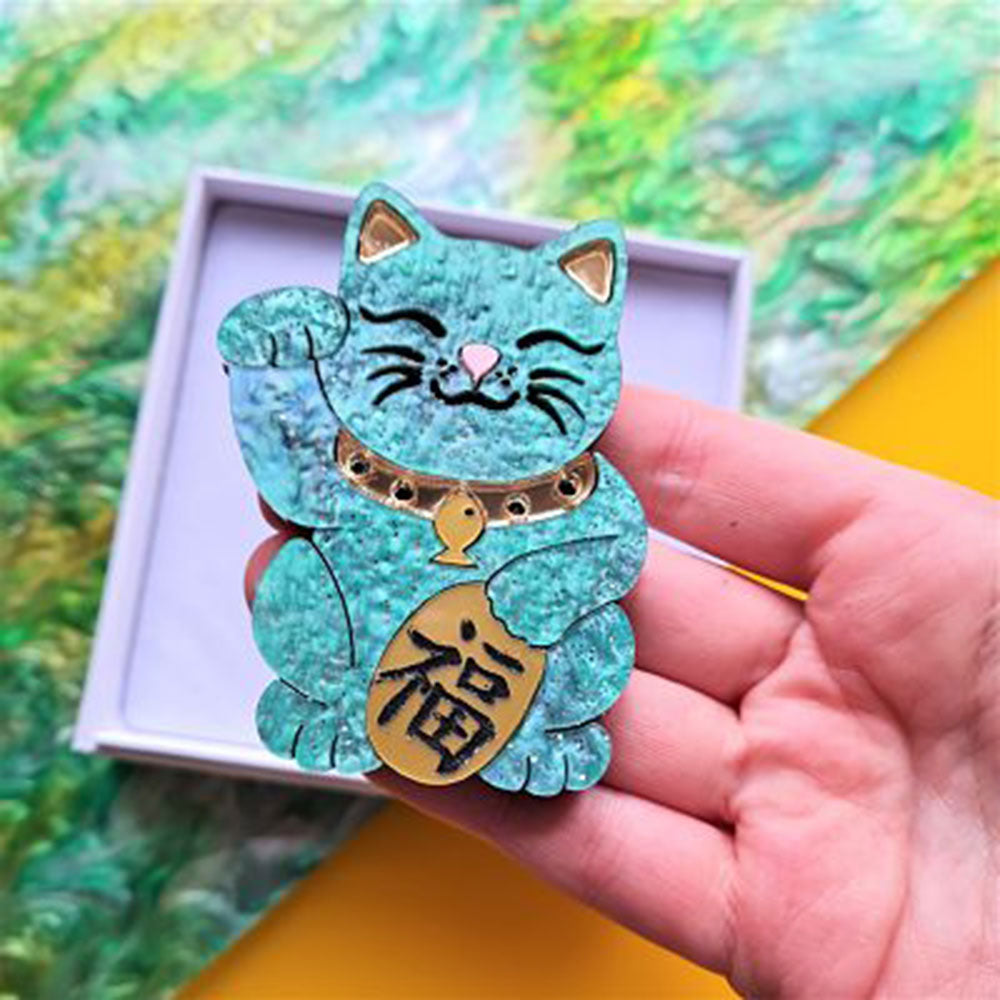 Maneki Neko - Good Luck Brooch by Cherryloco Jewellery 3