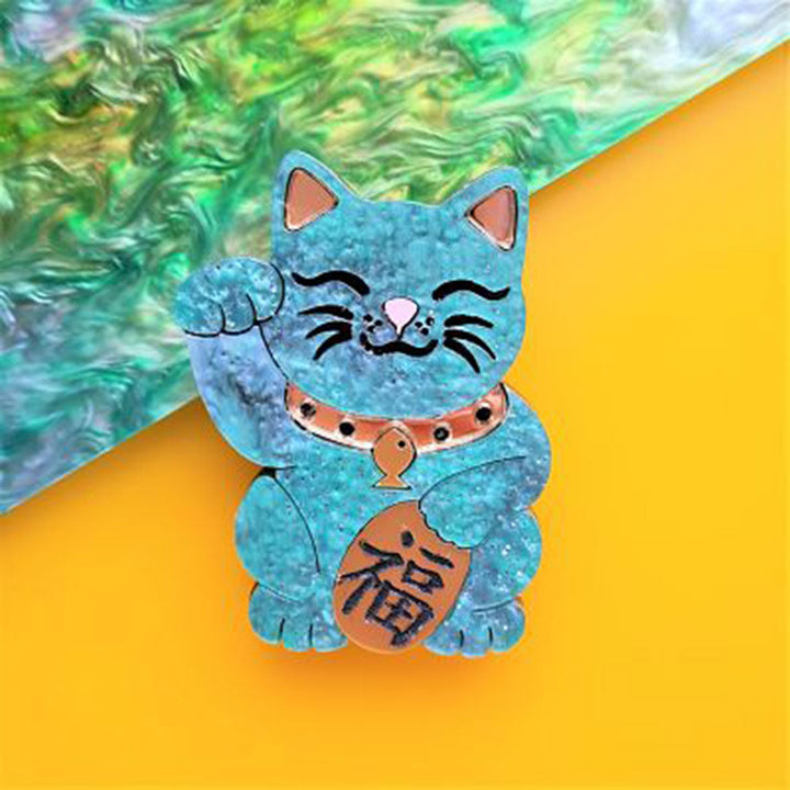 Maneki Neko - Good Luck Brooch by Cherryloco Jewellery 2