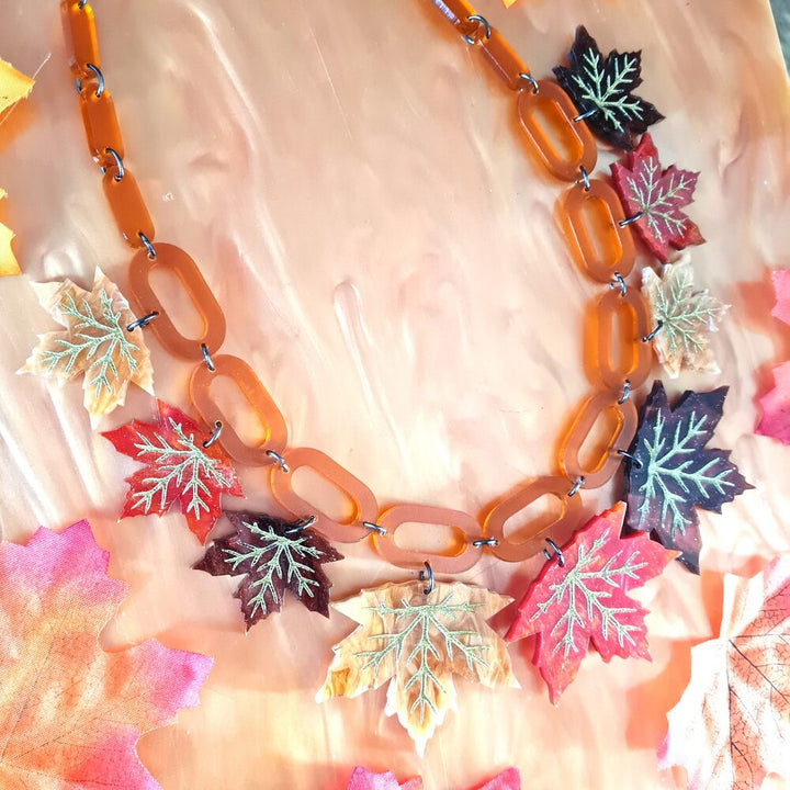Maple Leaf Charm Statement Necklace 3