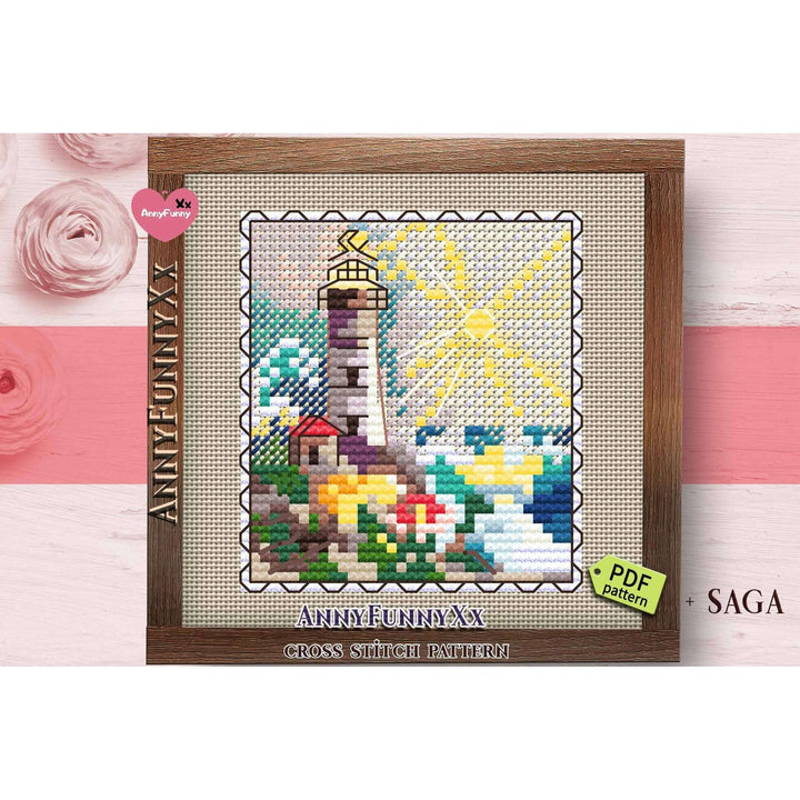 Mark-lighthouse. Mini Stamp Series - PDF Cross Stitch Pattern