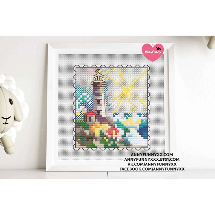 Mark-lighthouse. Mini Stamp Series - PDF Cross Stitch Pattern
