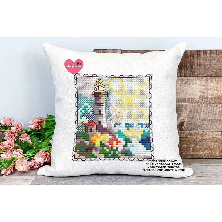 Mark-lighthouse. Mini Stamp Series - PDF Cross Stitch Pattern