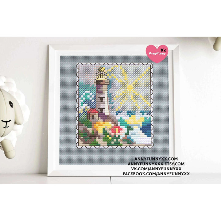 Mark-lighthouse. Mini Stamp Series - PDF Cross Stitch Pattern