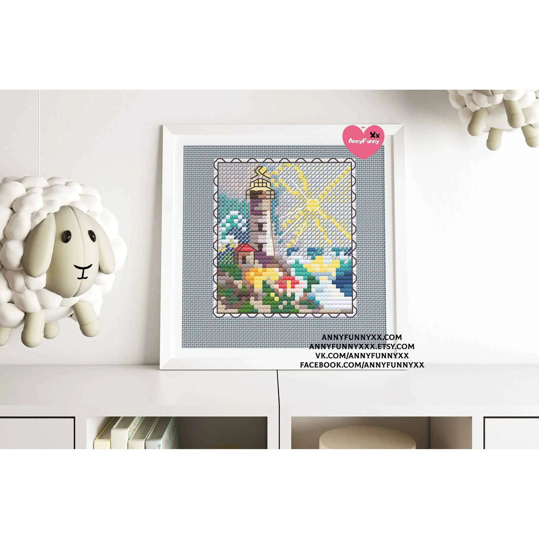 Mark-lighthouse. Mini Stamp Series - PDF Cross Stitch Pattern