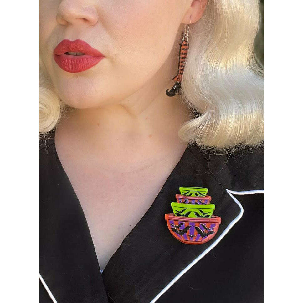 Menacing Mixers Halloween Bowls Brooch by Lipstick & Chrome – view 3