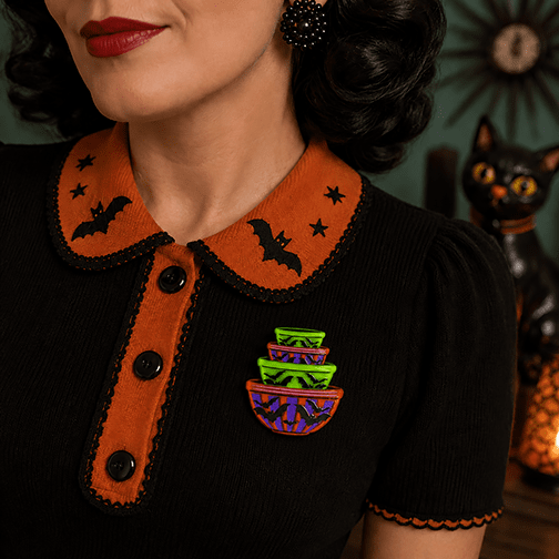 Menacing Mixers Halloween Bowls Brooch by Lipstick & Chrome