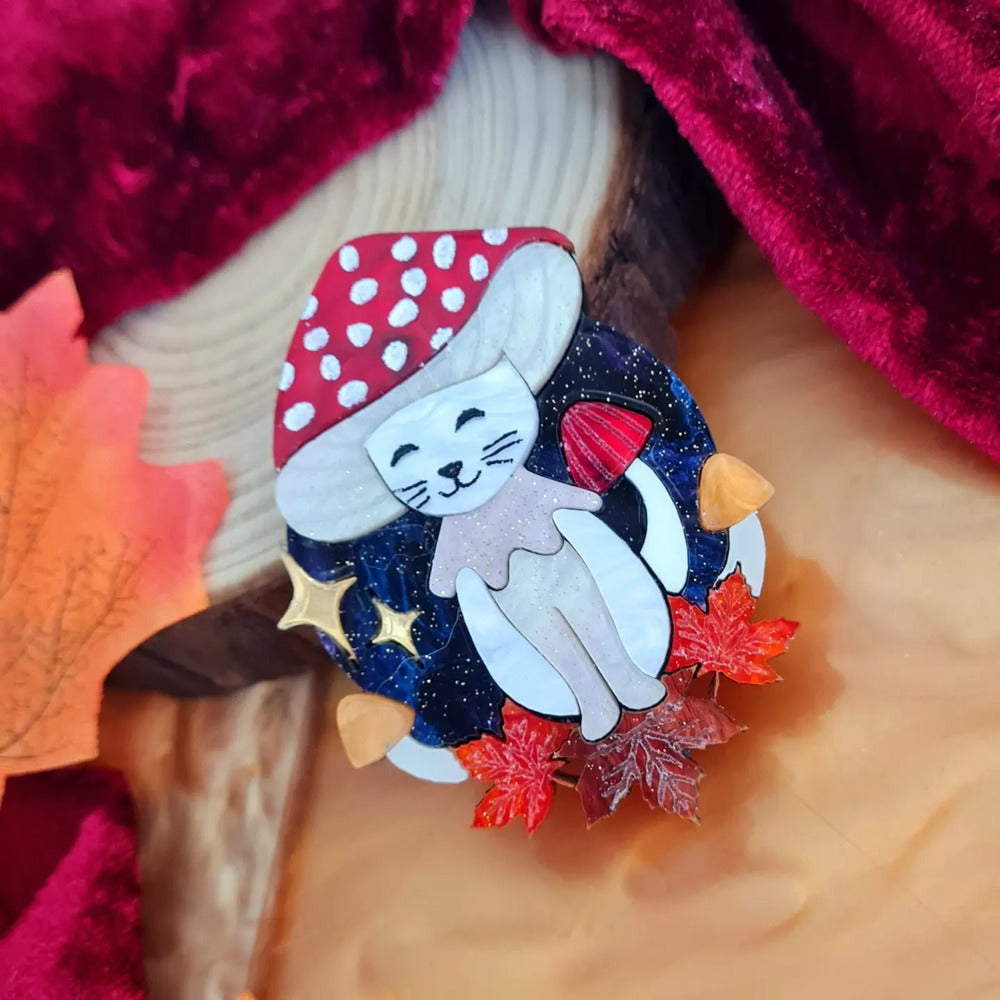 Meowshroom Brooch or Necklace by Cherryloco Jewellery 1