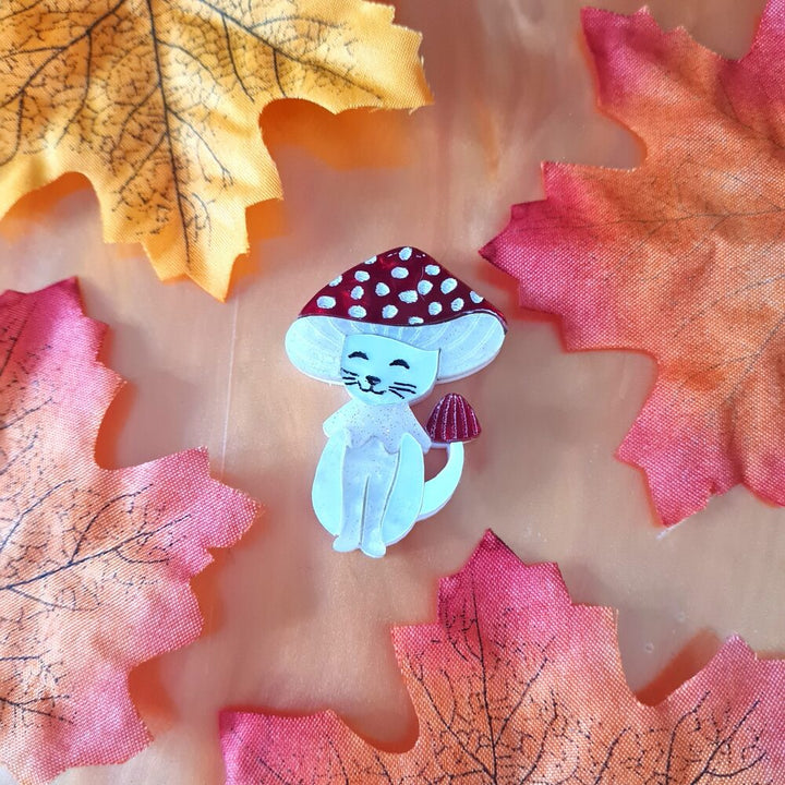Meowshroom Cat Mushroom Pin or Pendant by Cherryloco Jewellery 
