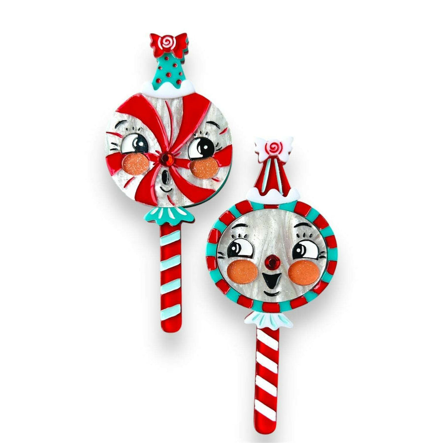 johanna parker christmas lollipop acrylic brooch lipstick and chrome