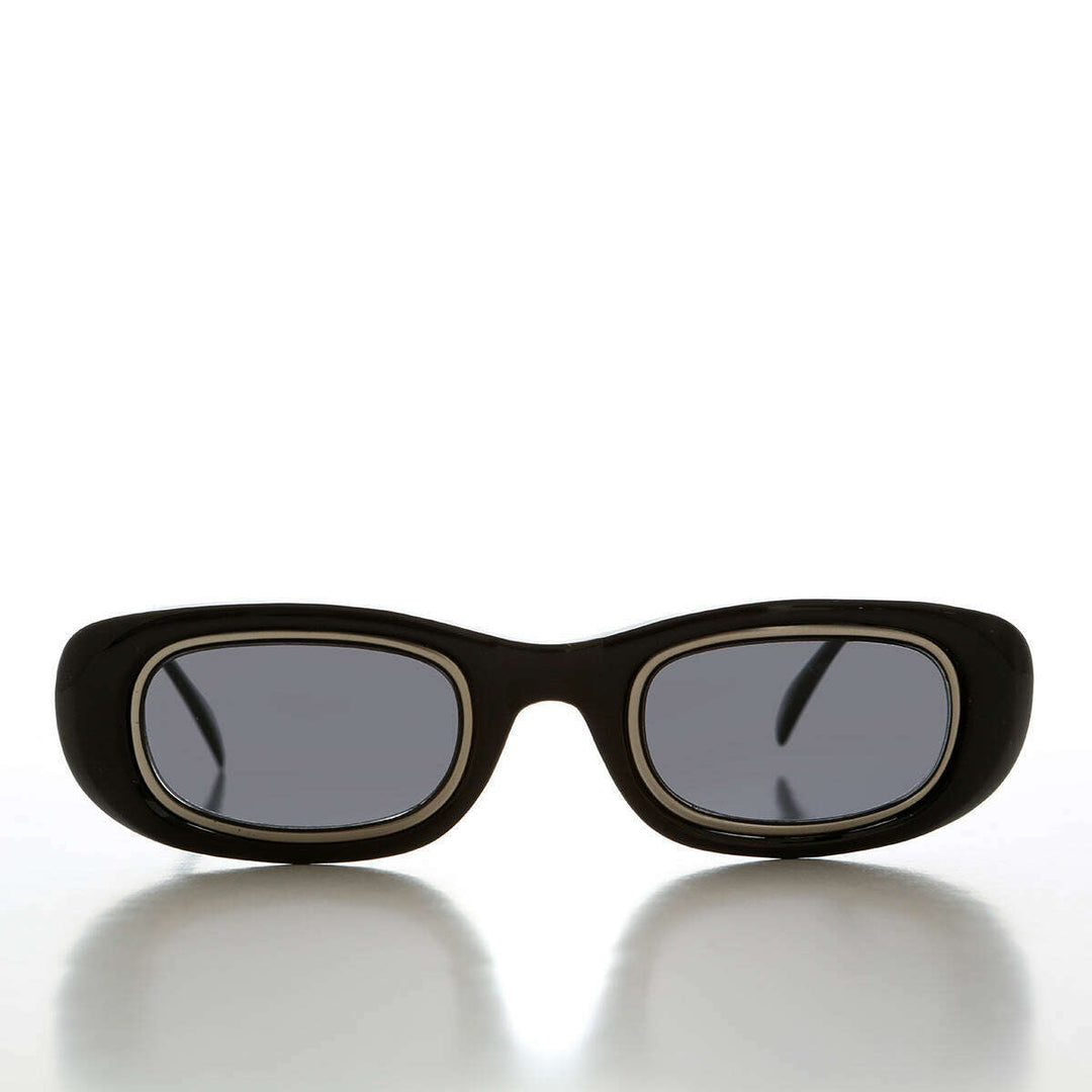 Metal Inlay Rectangular Vintage Sunglasses - Neville