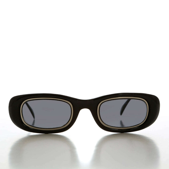 Metal Inlay Rectangular Vintage Sunglasses - Neville