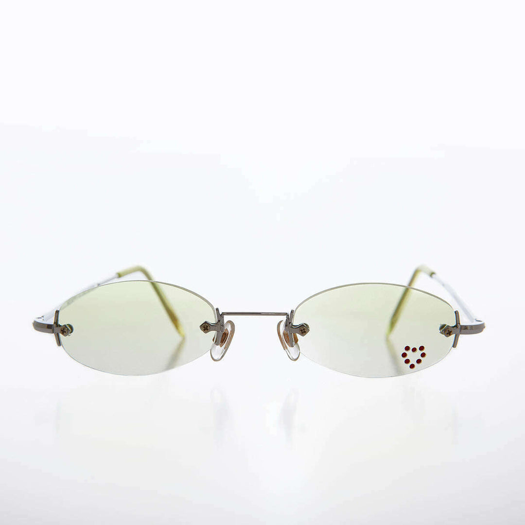 Micro Sunglass with Heart Rhinestone Accent - Primo