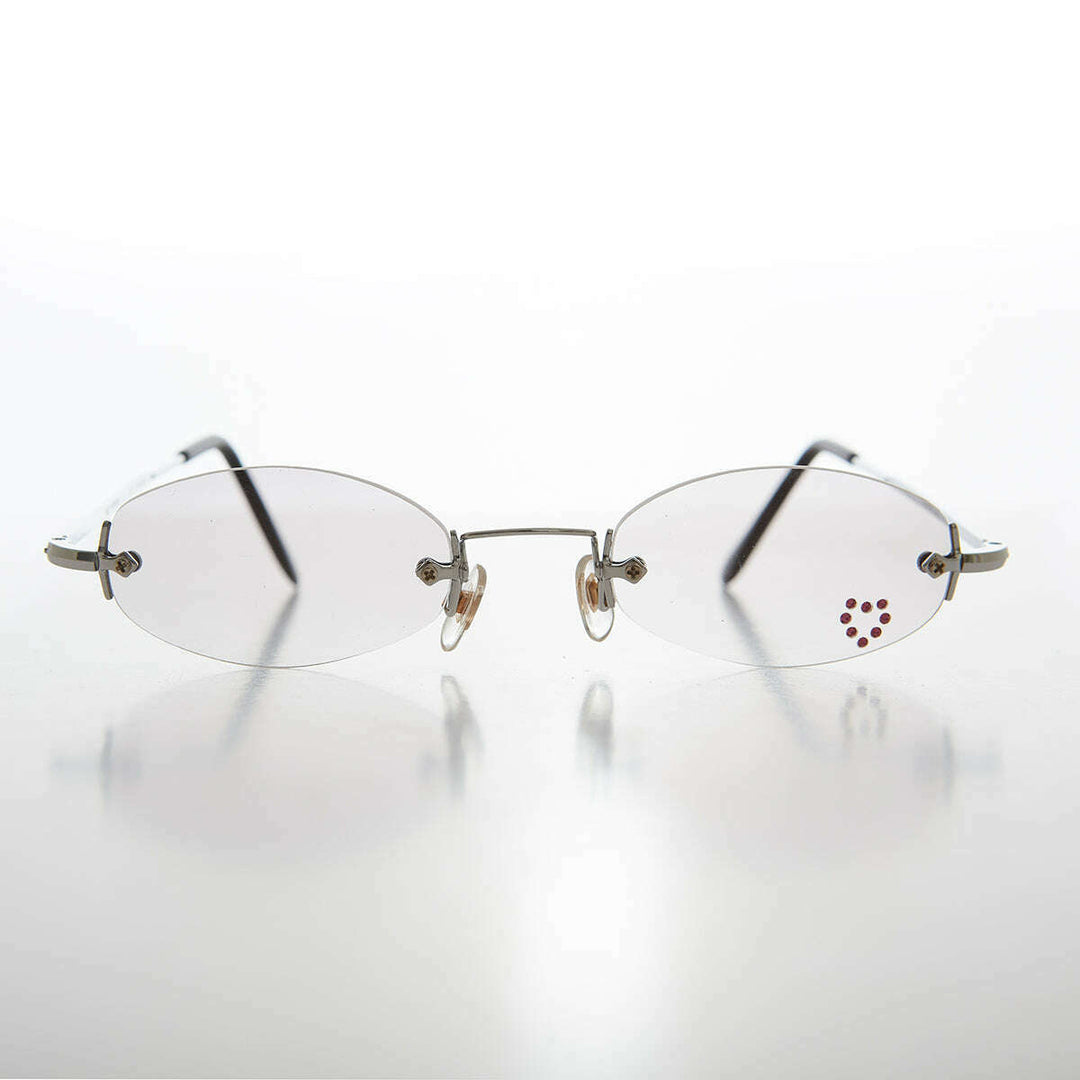 Micro Sunglass with Heart Rhinestone Accent - Primo