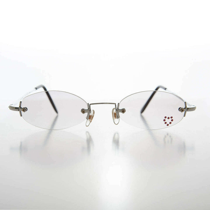 Micro Sunglass with Heart Rhinestone Accent - Primo