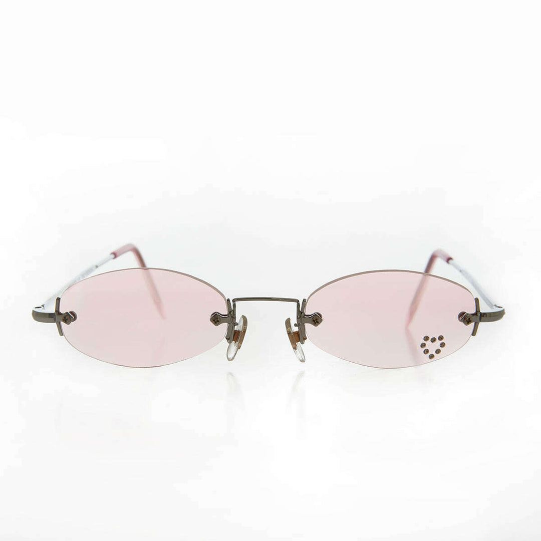 Micro Sunglass with Heart Rhinestone Accent - Primo
