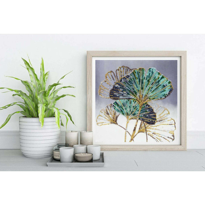 Mid-sized Bead Embroidery kit - Emerald leaves
