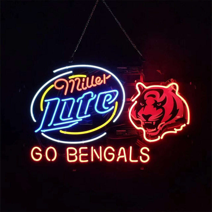Miller Lite Cincinnati Go Bengals Neon Light Sign