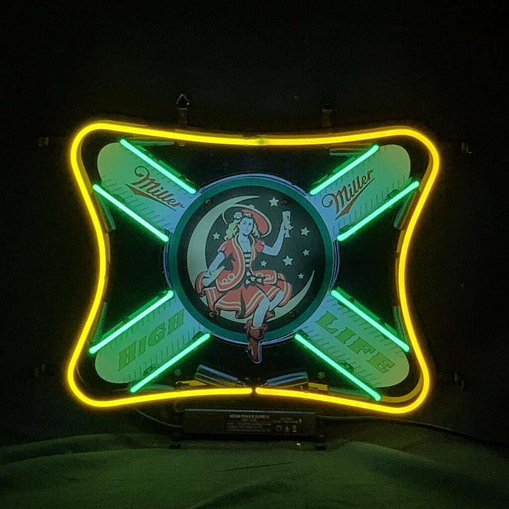 Miller Lite High Life Girl Lager Neon Sign Light