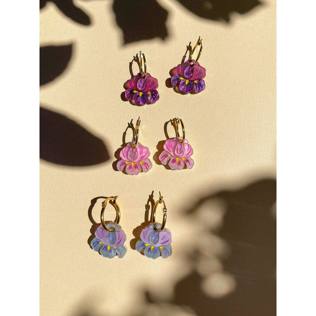Mini Pink Iris Dangle