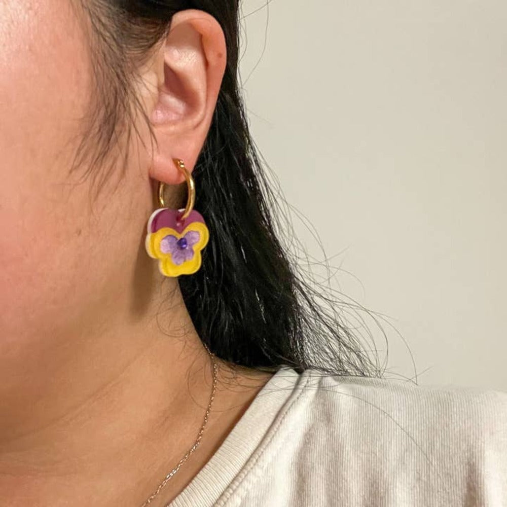 Mini Yellow Pansy Dangle 1