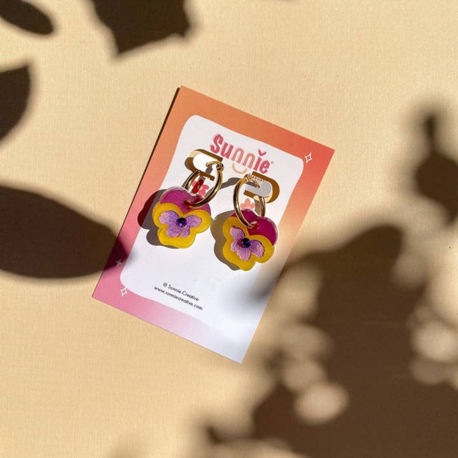 Mini Yellow Pansy Dangle 