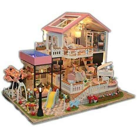 Miniature Wizardi Roombox Kit - Pink Villa Dollhouse Kit