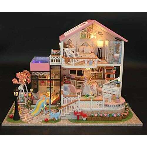 Miniature Wizardi Roombox Kit - Pink Villa Dollhouse Kit