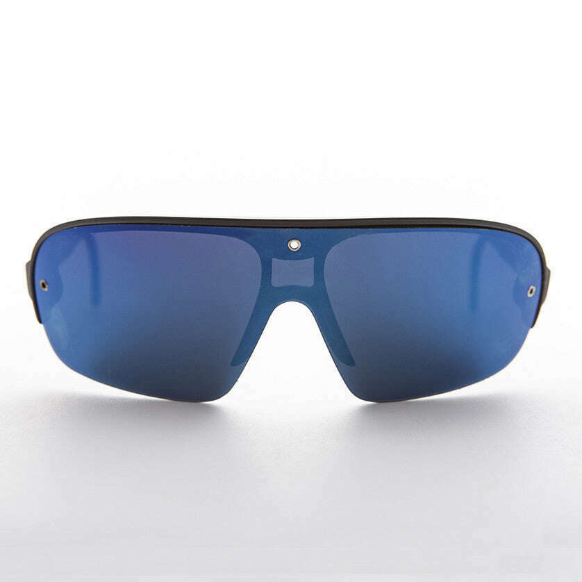 Mirror Wraparound Lens 80s Futuristic Sunglasses - Renoir