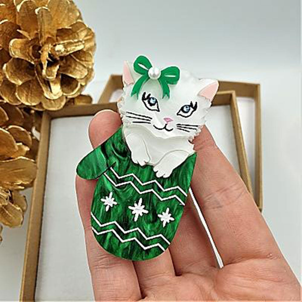 Mitten Kitten Brooch by Cherryloco Jewellery 3