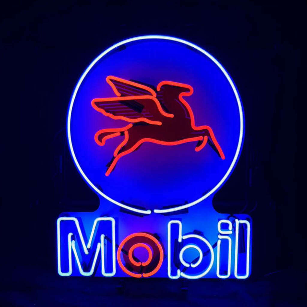 Mobil Gas Oil Flying Horse Neon Signs Light