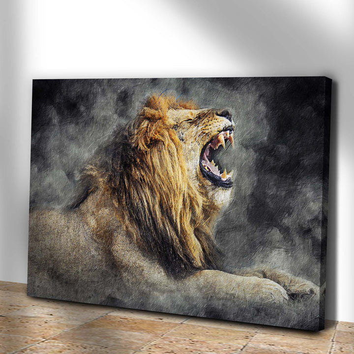 Lion Yawn Painting Canvas Wall Art