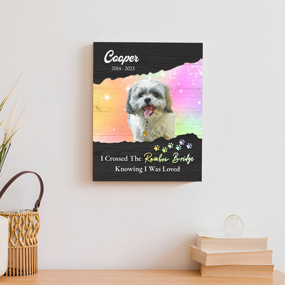 Pet Memorial Sign I Crossed The Rainbow Bridge II