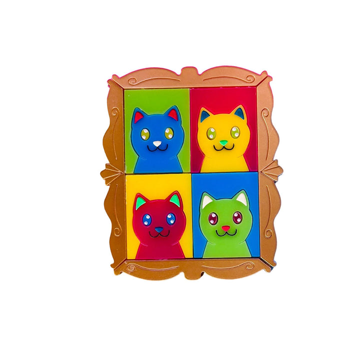 Modern Art / Pop Art Style Cat Acrylic Brooch by Makokot Design