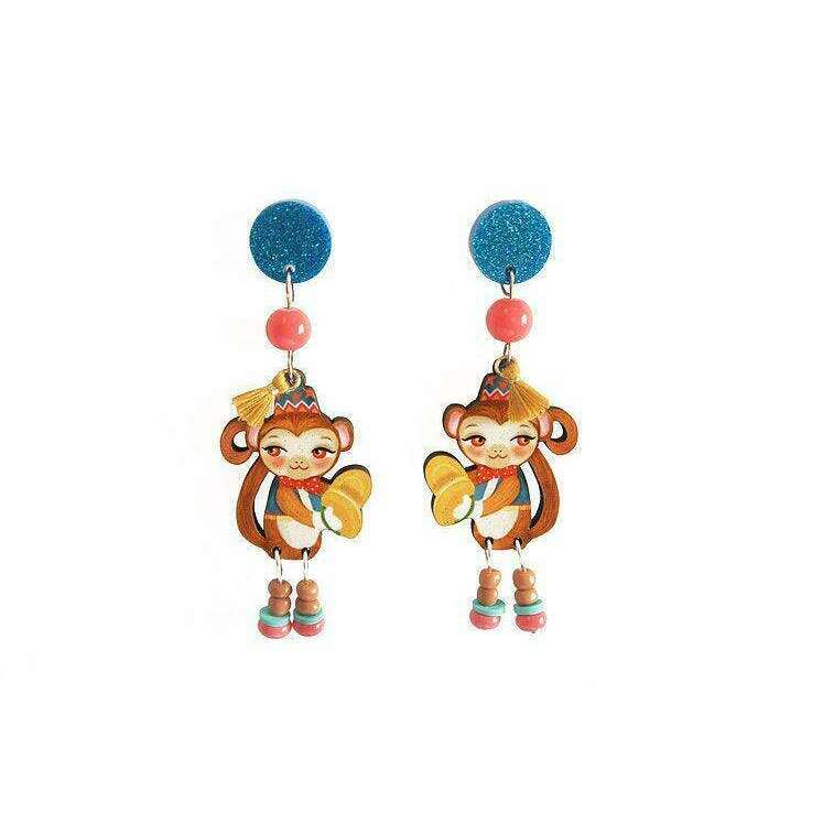 Monkeys with Cymbals Earrings by Laliblue - Quirks!