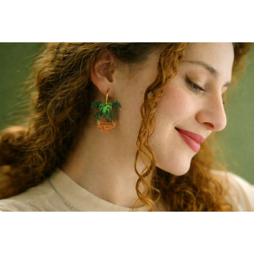 Monstera Hoop Earrings – view 2