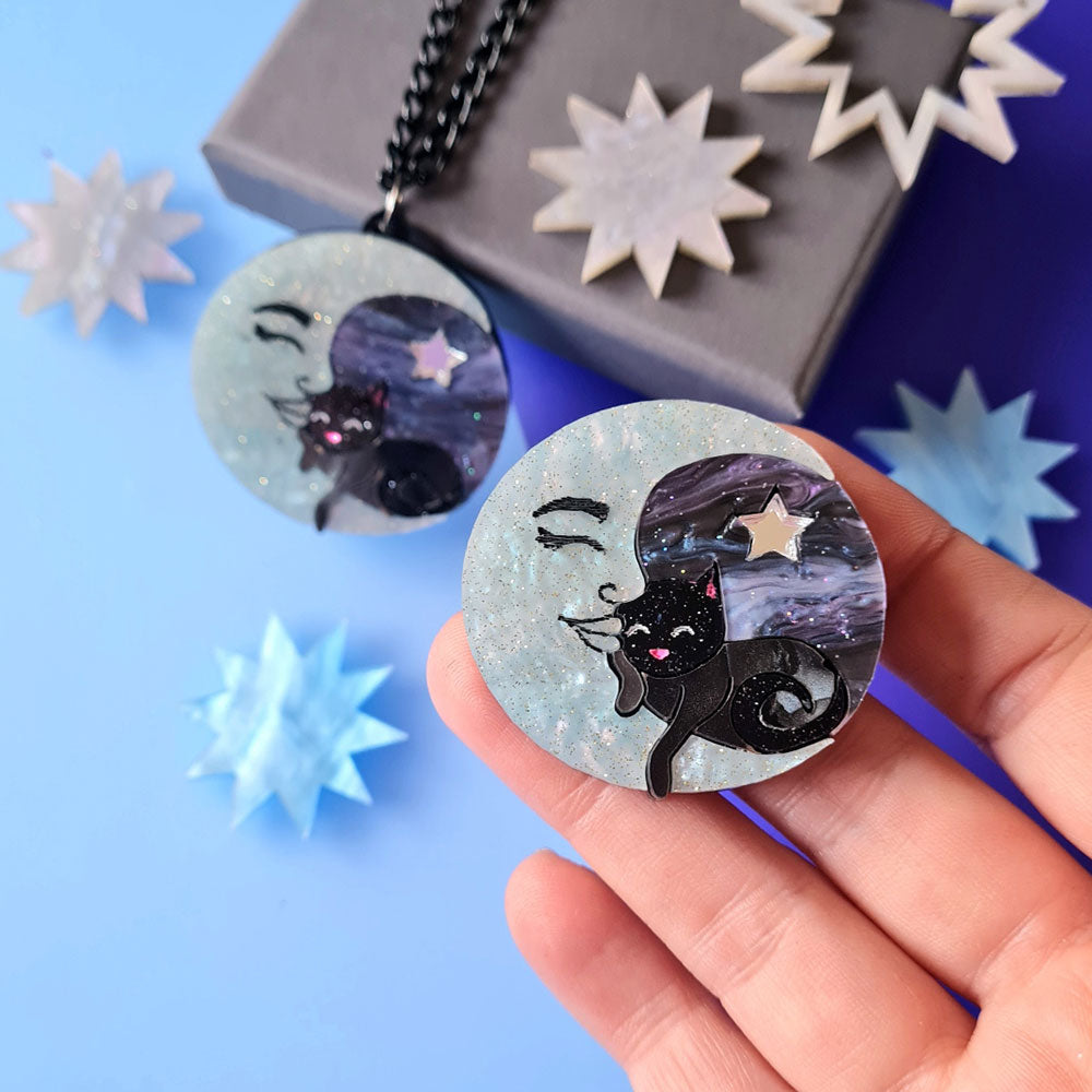 Moon Dreamer Cat Pin by Cherryloco Jewellery 3