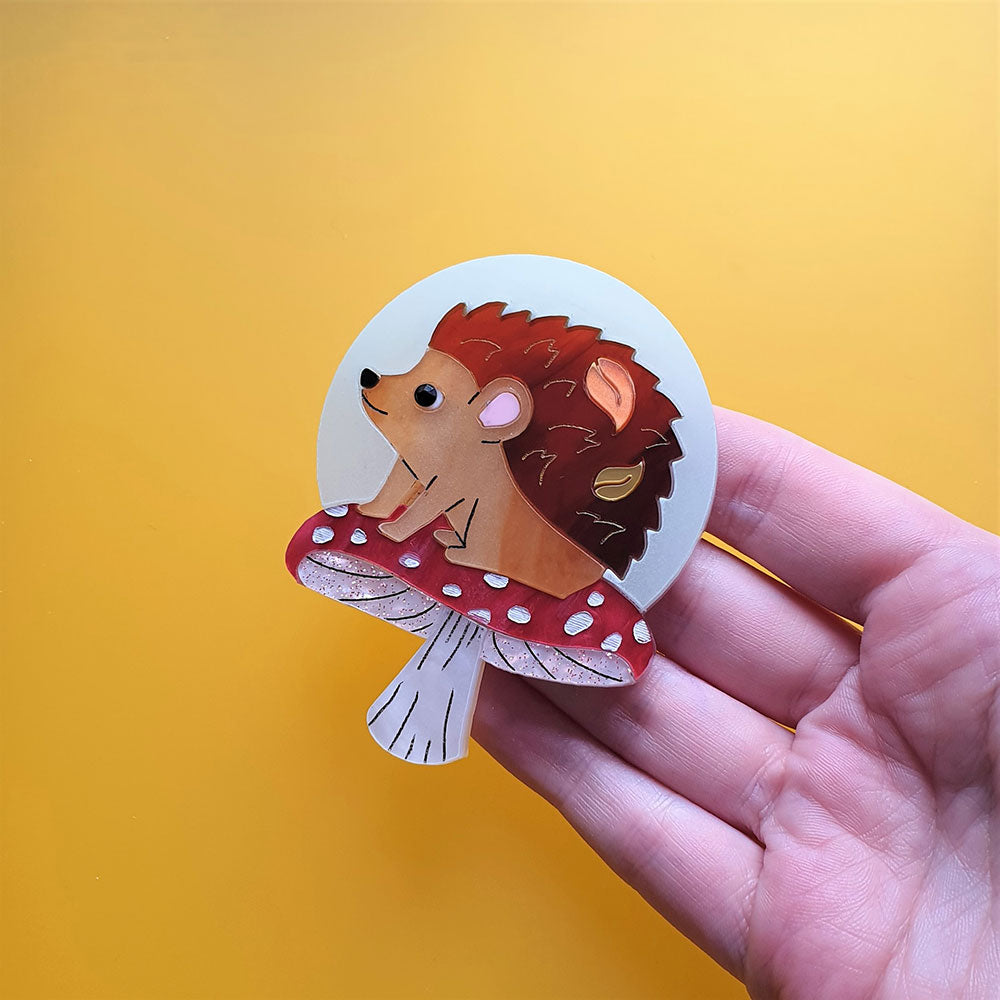 Moon Gazing Hedgehog Brooch by Cherryloco Jewellery 5