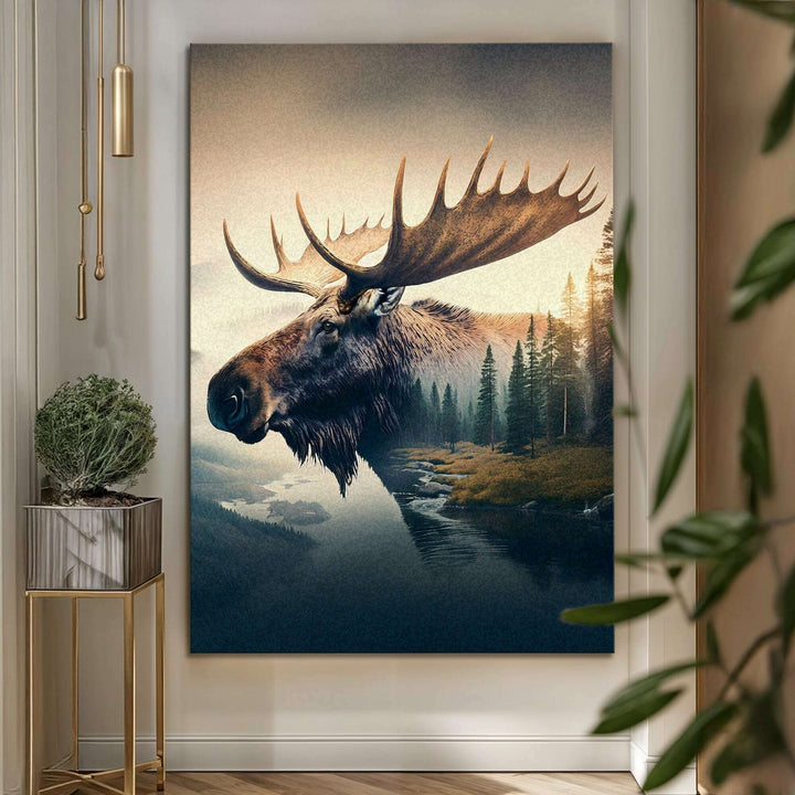 Moose Double Exposure Wall Art