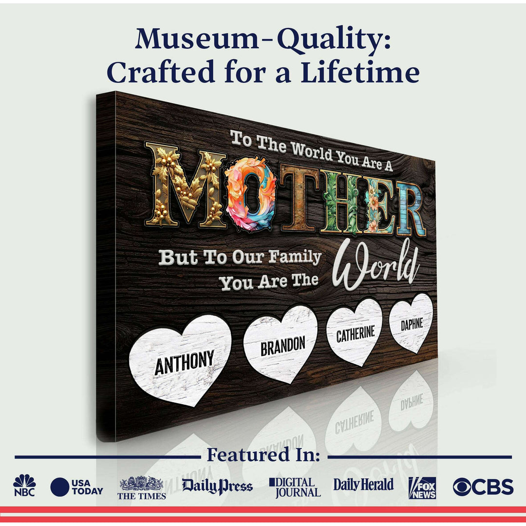 Mother's Day Sign To Our Family You Are The World