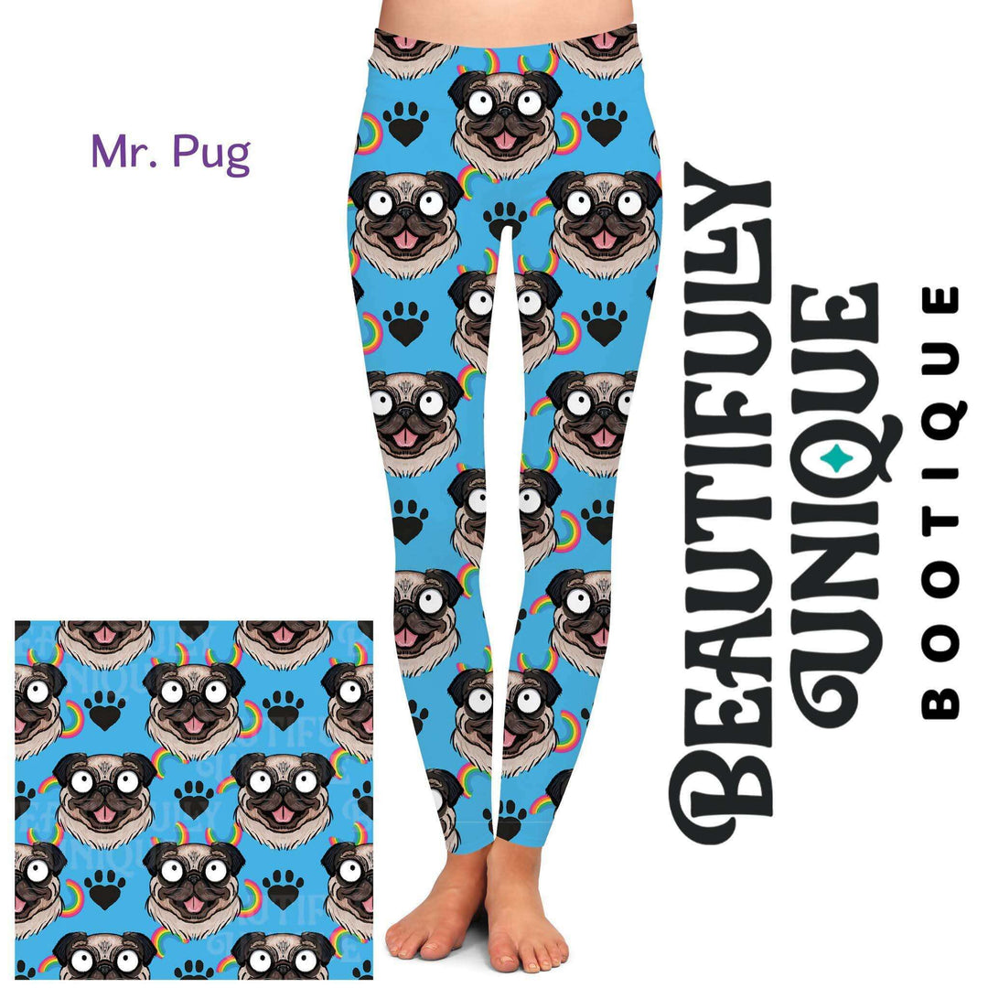 Mr. Pug Exclusive Leggings - High-quality Handcrafted Vibrant Dog Mom Canine Dogs Pugs