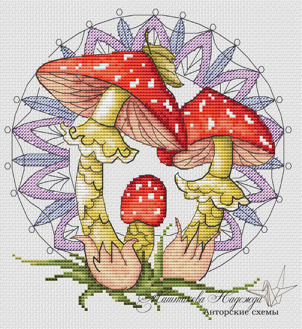 Mushroom. Fly Agarics - PDF Cross Stitch Pattern