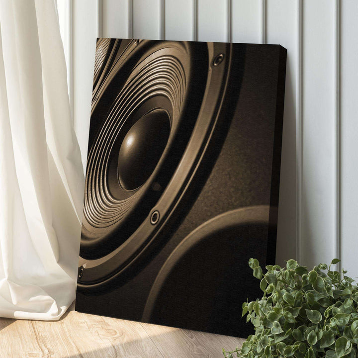 Music Equipment Speakers Sepia Canvas Wall Art