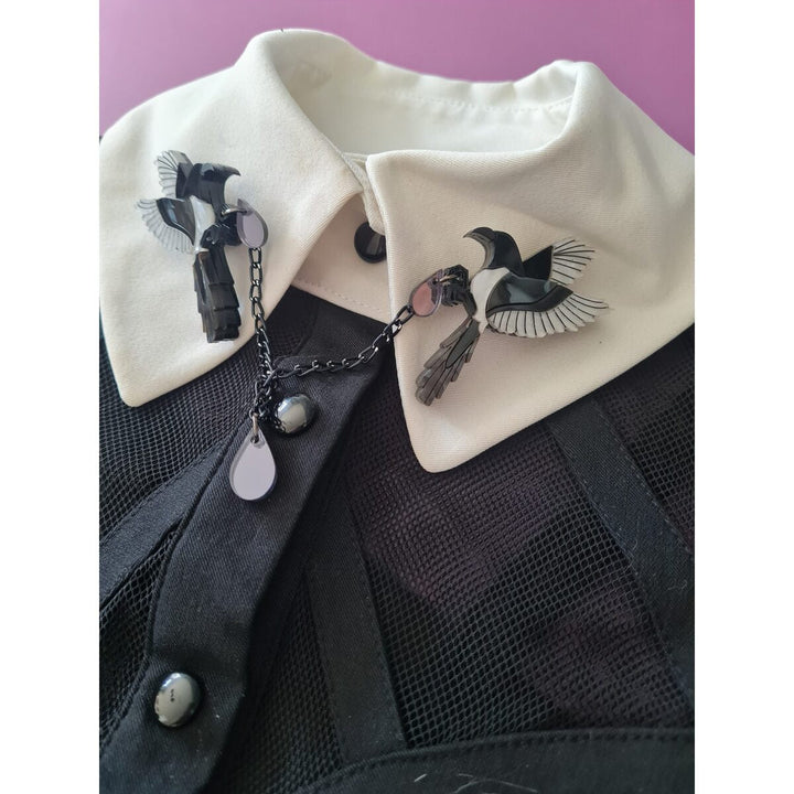 Mystic magpie collar clip brooch set 2