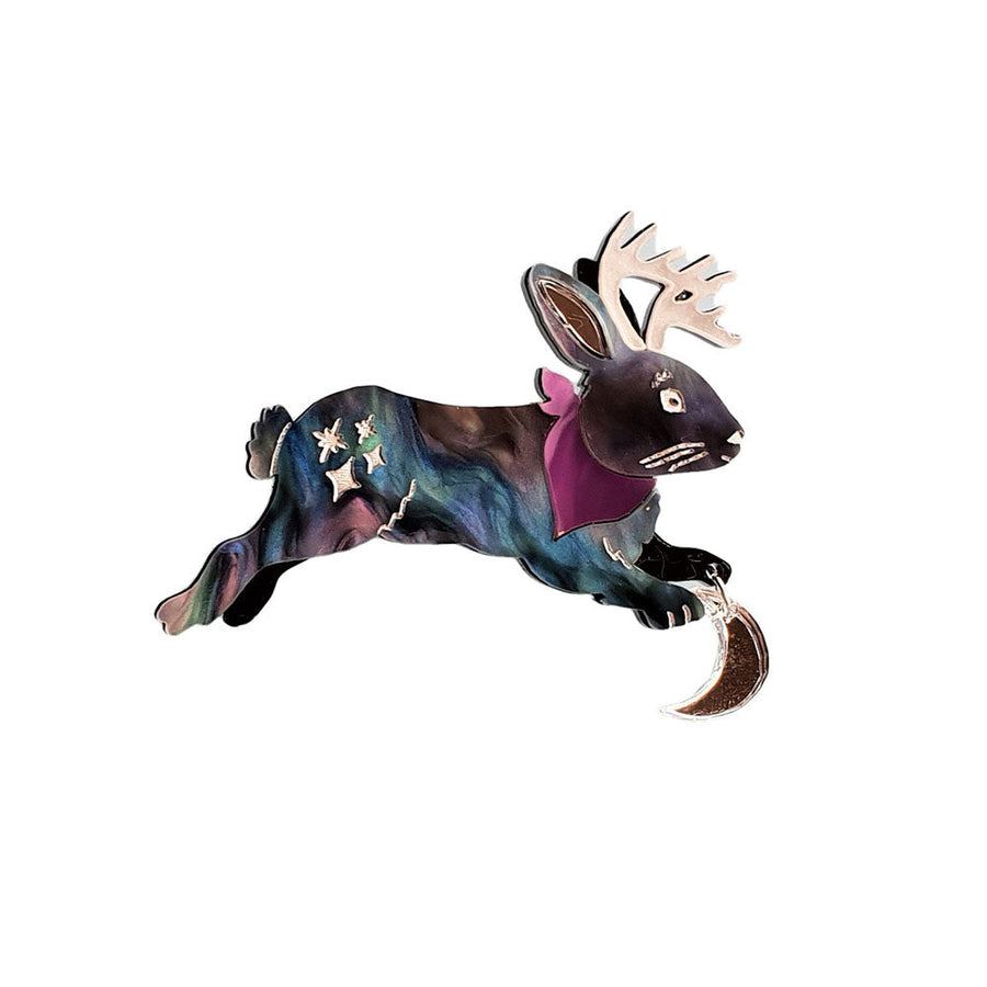 Mystic Moon Jackalope Brooch by Cherryloco Jewellery 1