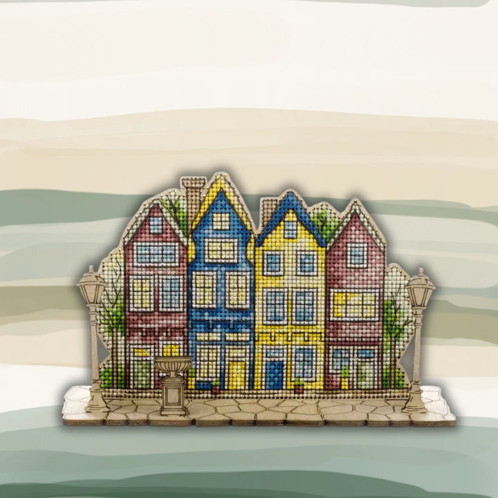 Wooden Cross-Stitch Kit – “Evening Lights” FLW-068